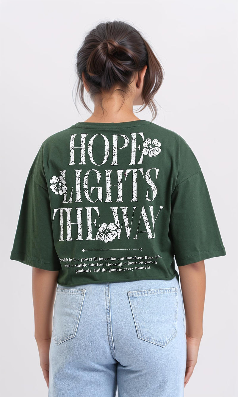 R209145-Lightweight Printed Short Tee - Dark Green