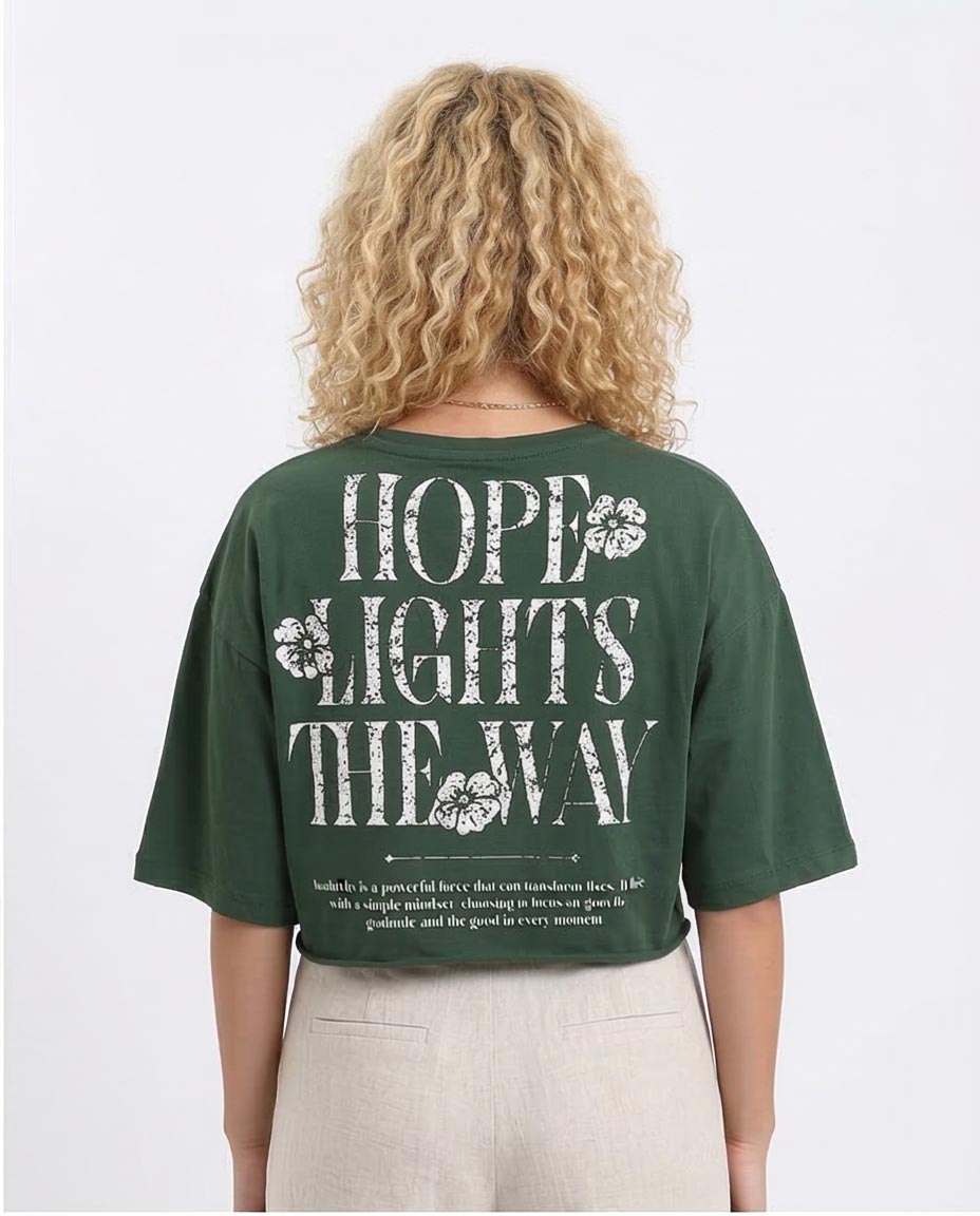 Ravin "Hope Lights The Way" Cropped Graphic Tee – Forest Green - R209145