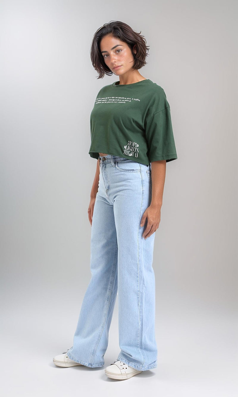 R209145-Lightweight Printed Short Tee - Dark Green