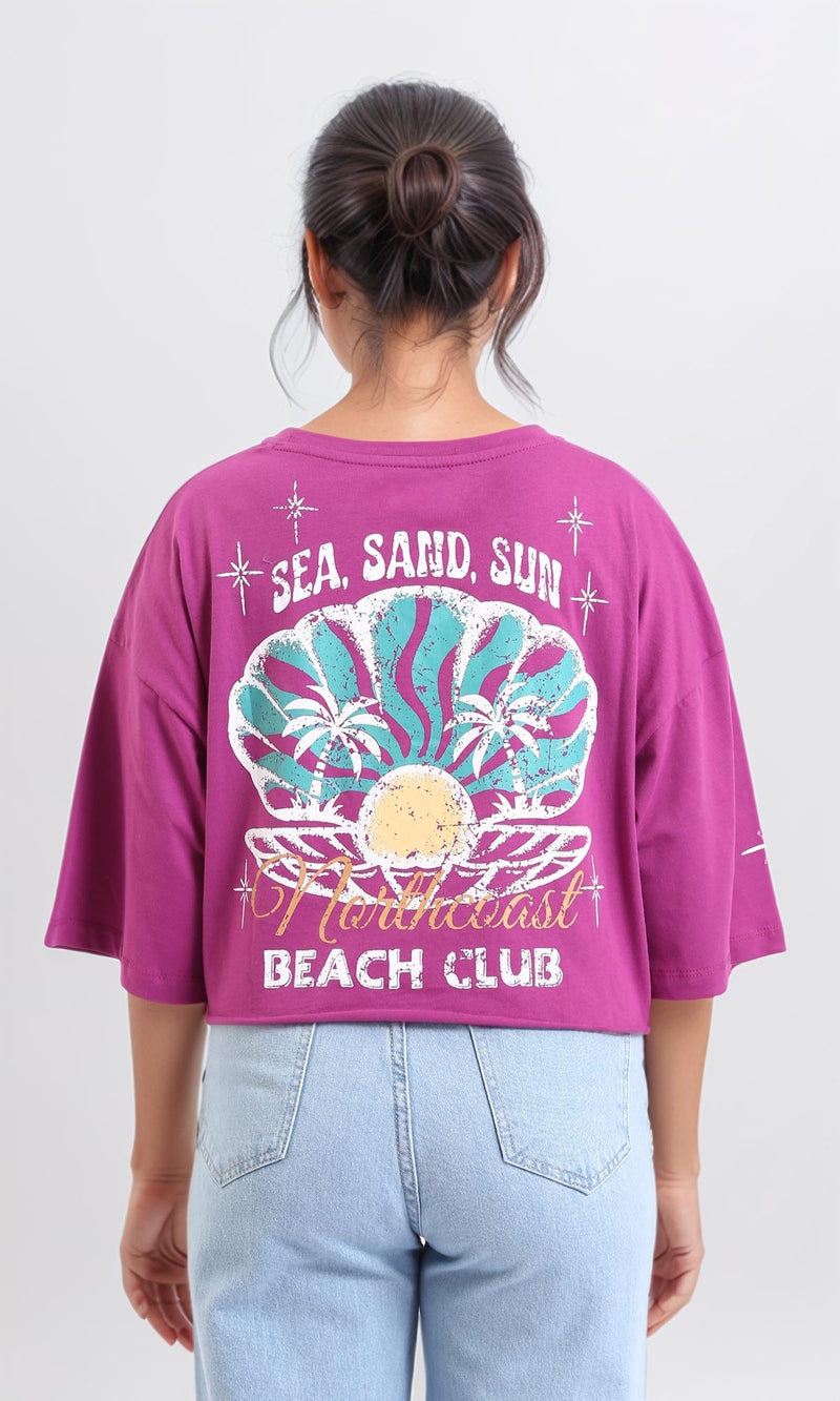 R209146 - Cotton Summer Printed Short Tee - Magenta