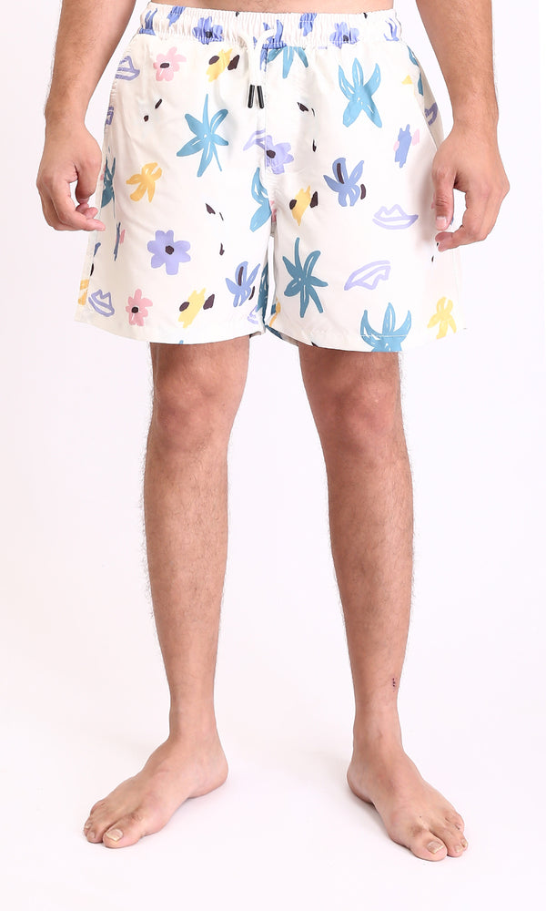 R209201 - Colorful Flory Slip On Swim Shorts - Multicolor