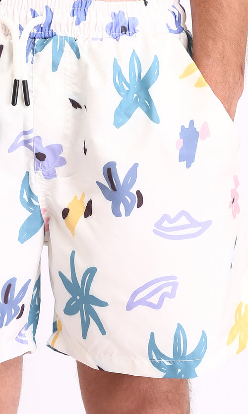 R209201 - Colorful Flory Slip On Swim Shorts - Multicolor