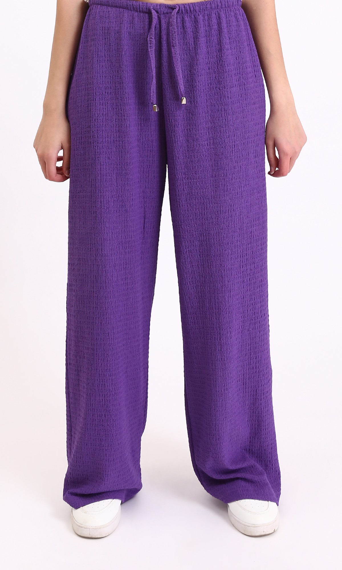 Elastic Waist with Drawstring Comfy Pants - Purple