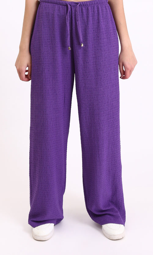 Elastic Waist with Drawstring Comfy Pants - Purple