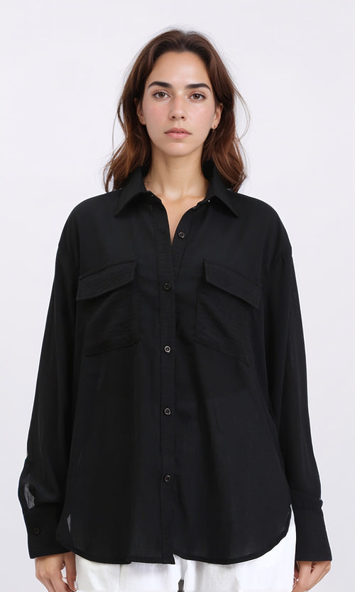 R209211 - Lightweight Long Sleeves Shirt - Black