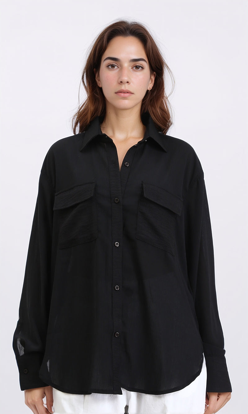 R209211 - Lightweight Long Sleeves Shirt - Black