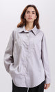 R209214 - Solid Long Sleeves Shirt with Front Pockets - Grey