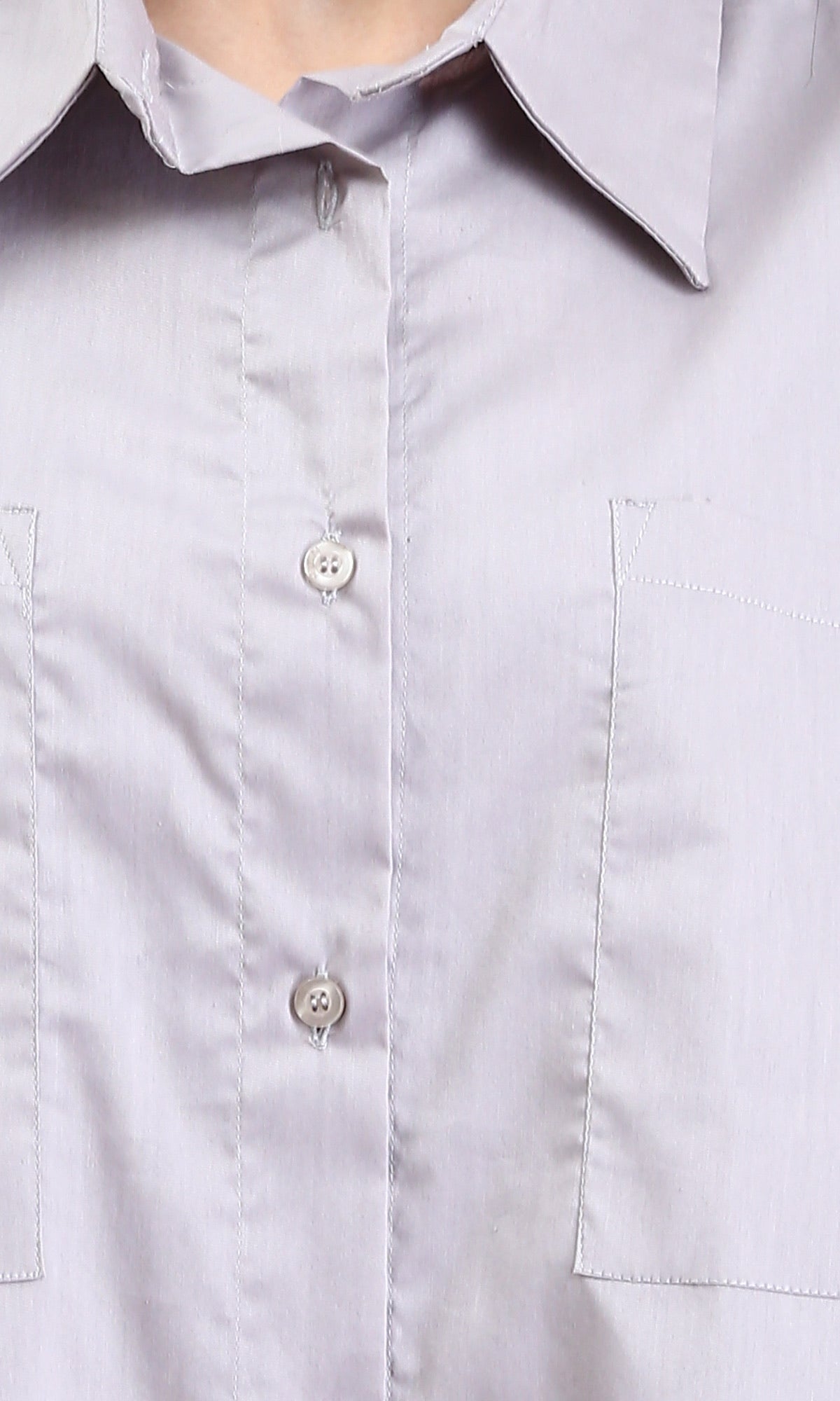 R209214 - Solid Long Sleeves Shirt with Front Pockets - Grey