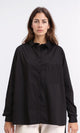 R209215 - Solid Long Shirt with Front Pocket - Black