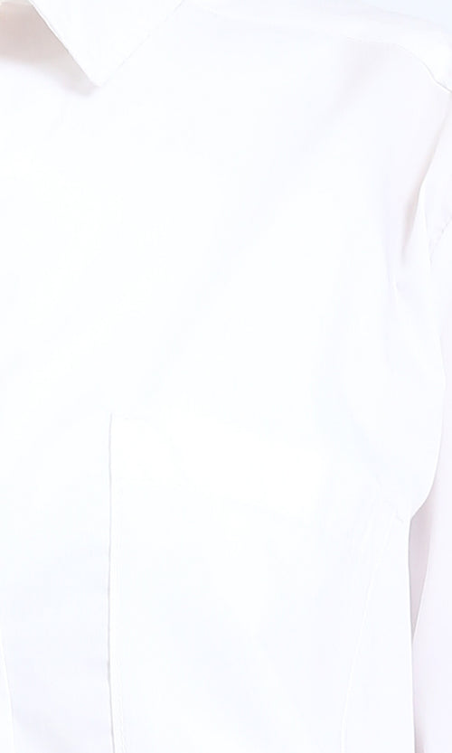 R209216 - Solid Long Shirt with Front Pocket - Off-White