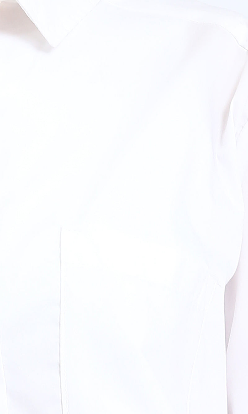 R209216 - Solid Long Shirt with Front Pocket - Off-White