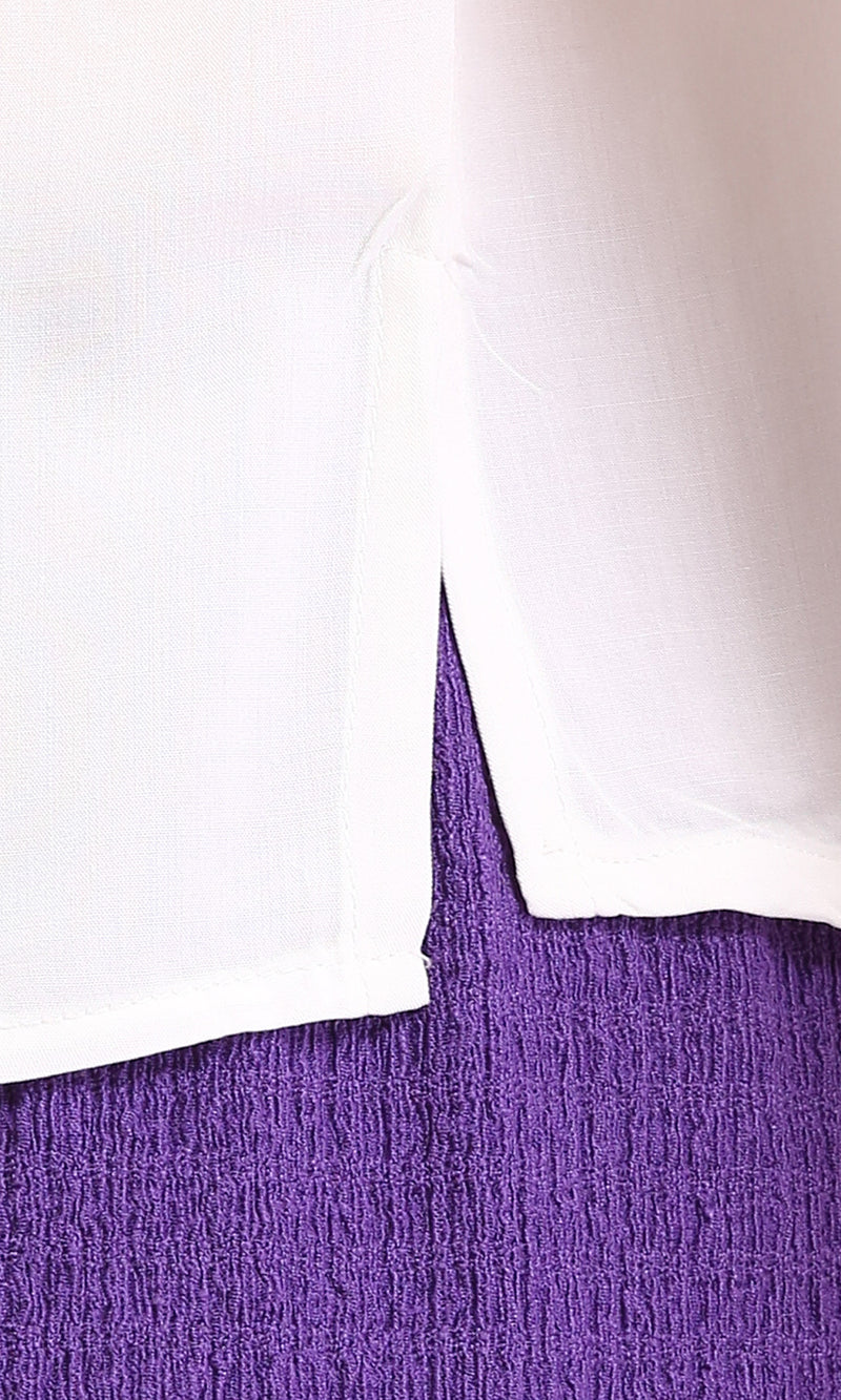 R209217 - Short Sleeves Solid Summer Shirt - Off-White