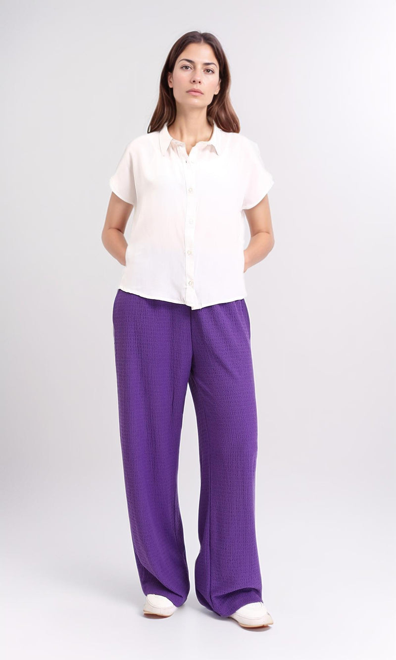 R209217 - Short Sleeves Solid Summer Shirt - Off-White