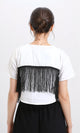 R209218 - Solid Cotton Tee with Back Fringes - White