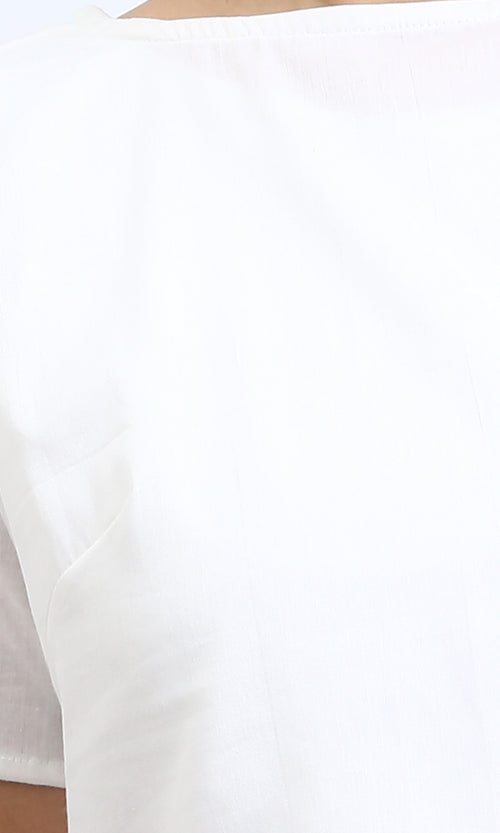 R209218 - Solid Cotton Tee with Back Fringes - White