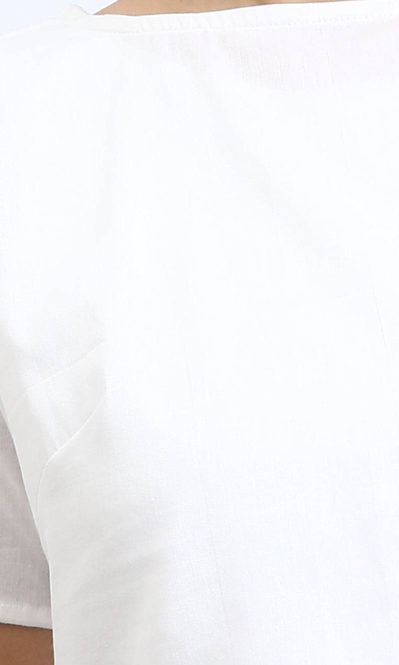 R209218 - Solid Cotton Tee with Back Fringes - White