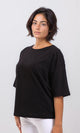 R209220 - Cotton Loose Solid Comfy Tee - Black