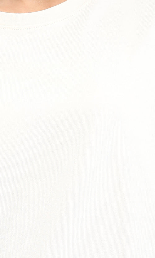 R209221 - Elbow Sleeves Solid Basic Tee - Off-White