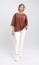 R209223 - Cotton Tee with Front & Back Print - Brown