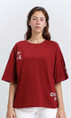 R209224 - Crew Neck Relaxed Summer Tee - Maroon