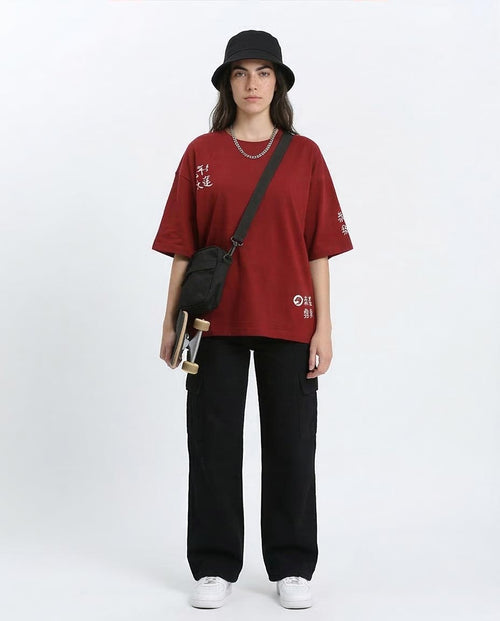 Ravin Dragon Legend Oversized Graphic Tee – Burgundy - R209224