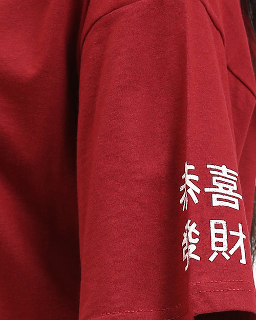 Ravin Dragon Legend Oversized Graphic Tee – Burgundy - R209224