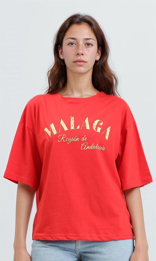 R209225 - "Malaga" Printed elbow Sleeves Tee - Red