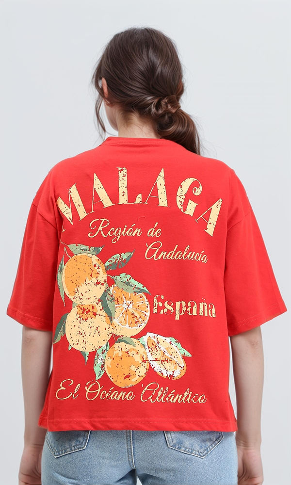 R209225 - "Malaga" Printed elbow Sleeves Tee - Red