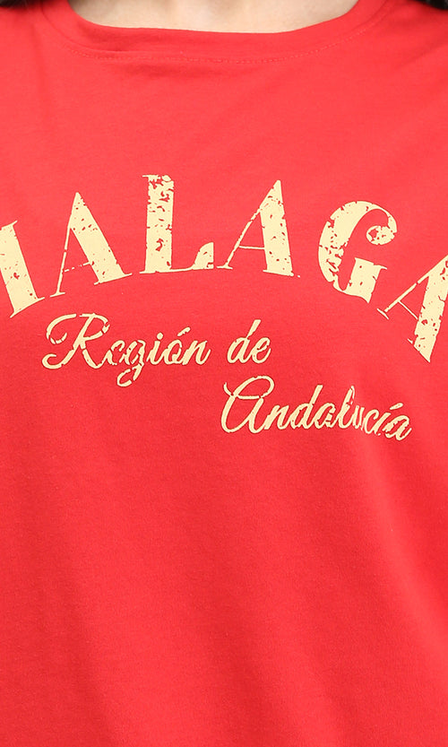 R209225 - "Malaga" Printed elbow Sleeves Tee - Red