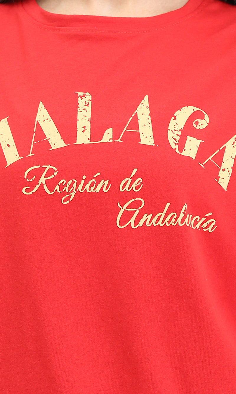 R209225 - "Malaga" Printed elbow Sleeves Tee - Red
