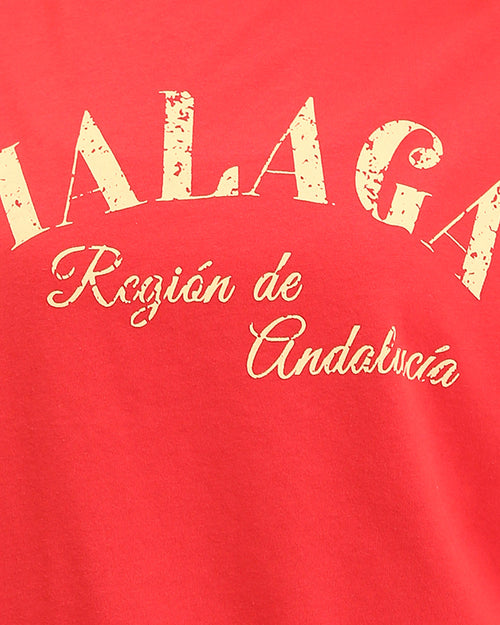 Ravin Oversized Graphic Tee: Malaga Retro Vibes and Andalusian Allure- Red - R209225