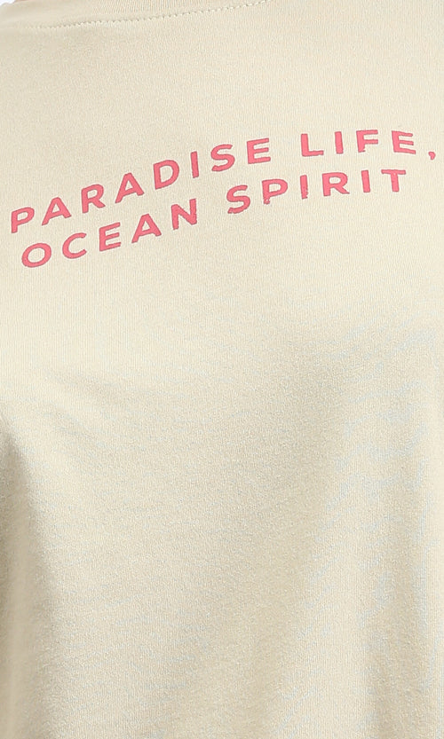 R209227 - Comfy Relaxed Cotton Tee - Dark Beige