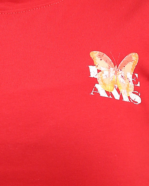 Ravin Women’s Butterfly Graphic T-Shirt - "Rise on the Wings of Your Dreams" - Red - R209228