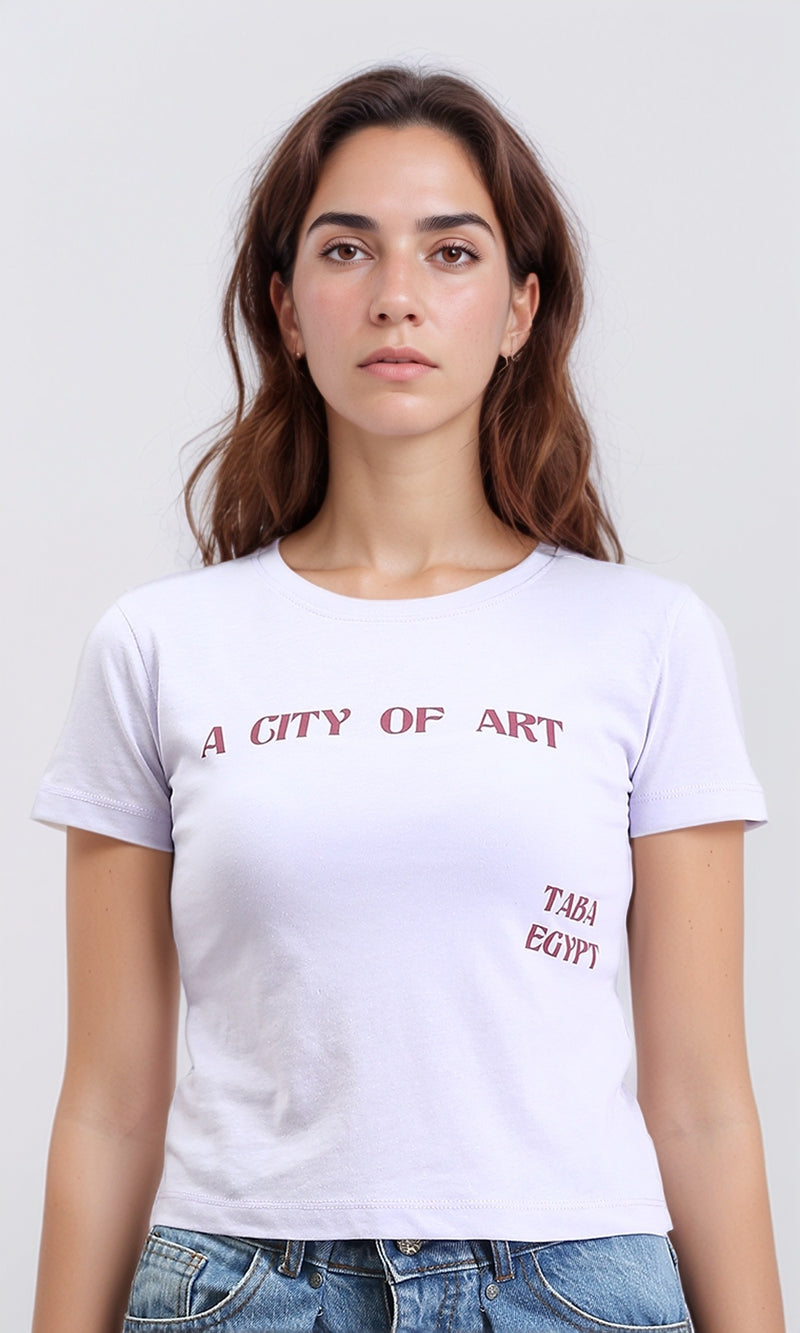 R209229 - "A City Of Art" Short Sleeves Tee - Light Purple