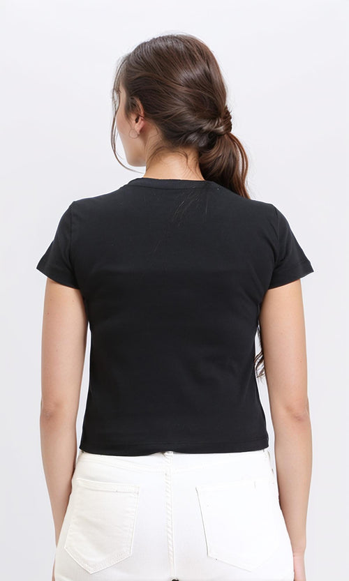 R209230 - "Stay Groovy" Printed Regular Tee - Black