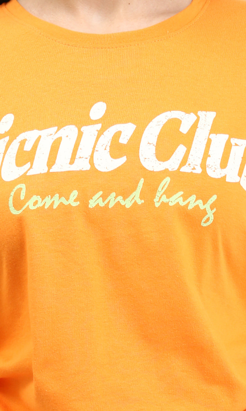 R209232 - "Picnic Club" Cotton Tee with Drawstring - Orange