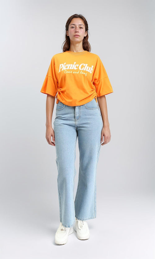 R209232 - "Picnic Club" Cotton Tee with Drawstring - Orange