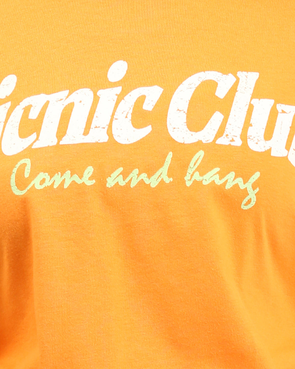- Ravin Side-Cinch "Picnic Club" Tee in Sun-Kissed Orange - R209232