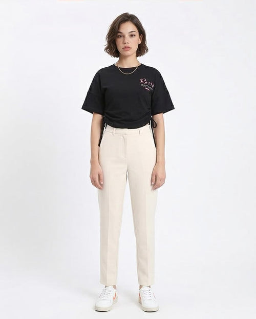 Ravin Women’s Racing Graphic Side-Tie Cropped T-Shirt - Black - R209237