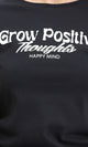 R209238 - "Grow Positive" Cotton Tee with Drawstring - Black