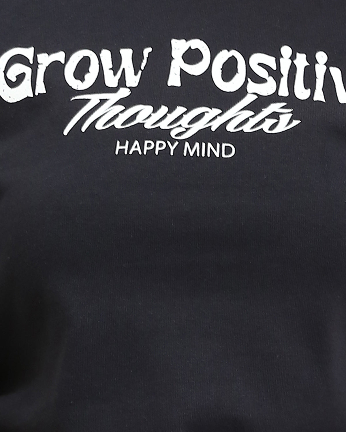 تي شيرت نسائي "Grow Positive" من ريفين بفيونكة جانبية - أسود - R209238