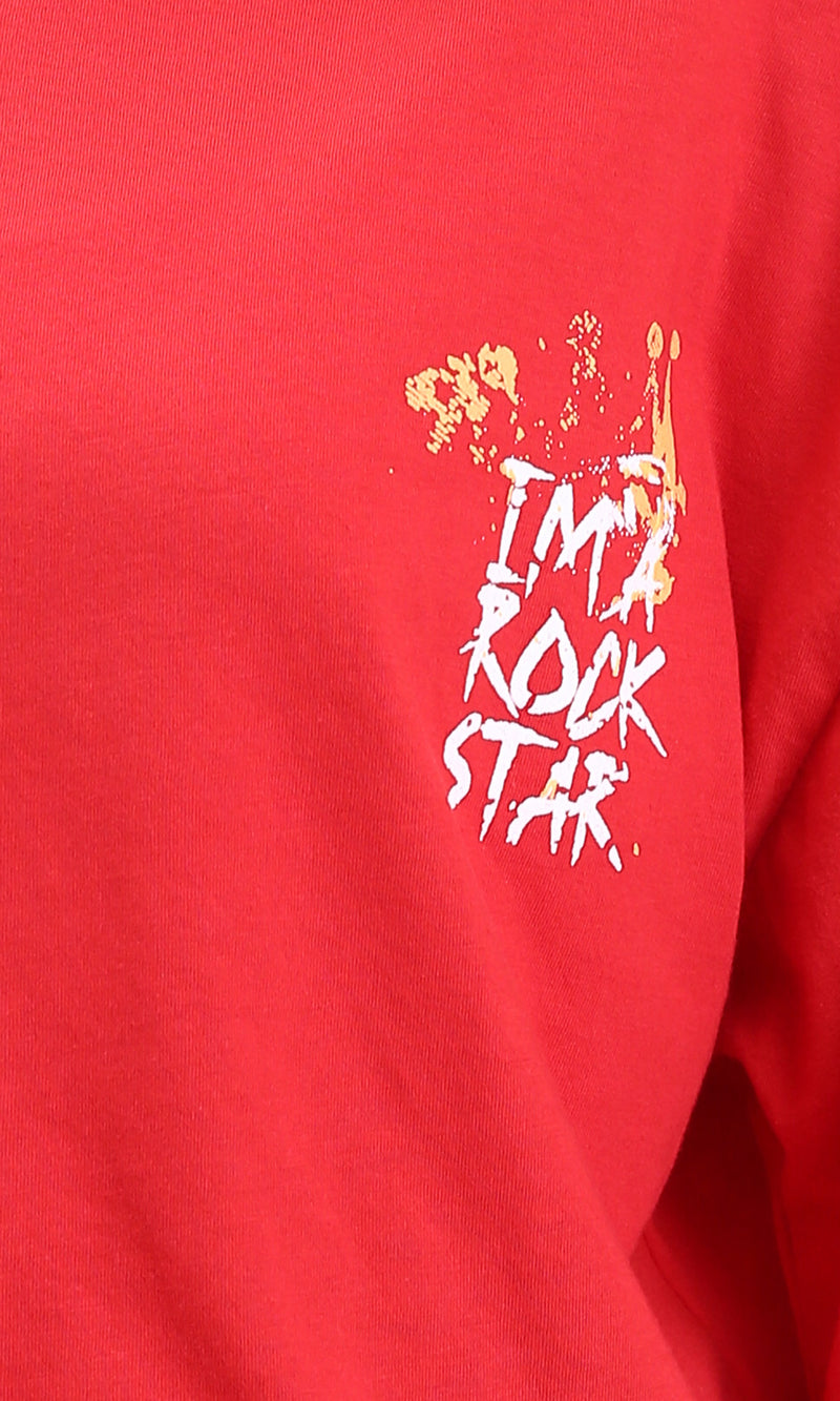 R209239 - Printed Relaxed Fit Cotton Tee - Red