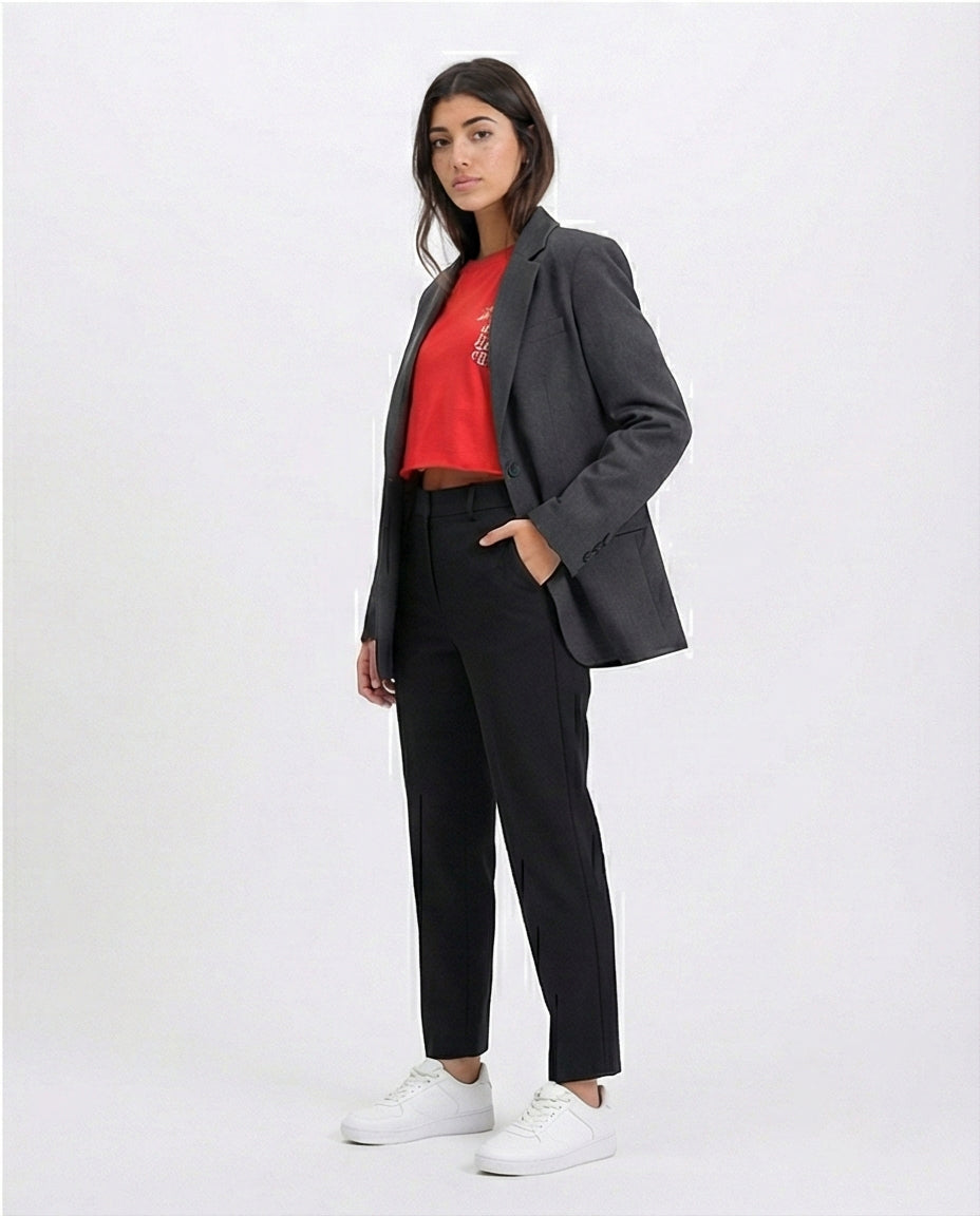 R209239 - تي شيرت قطني فضفاض مطبوع - أحمر