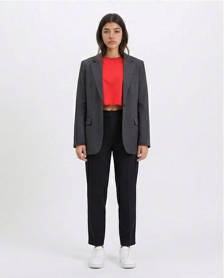 R209239 - تي شيرت قطني فضفاض مطبوع - أحمر