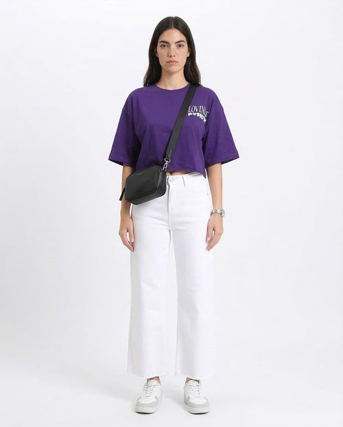 Ravin Women's "Brainwash" Graphic Boxy Crop T-Shirt – Deep Purple - R209240