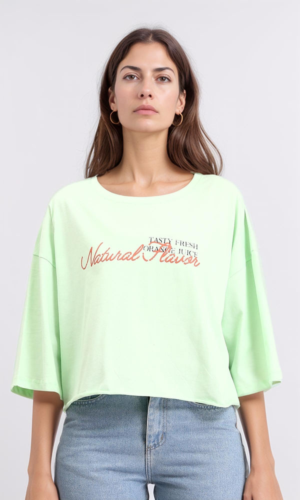 R209242 - Wide Neck Slip On Short Tee - Light Green