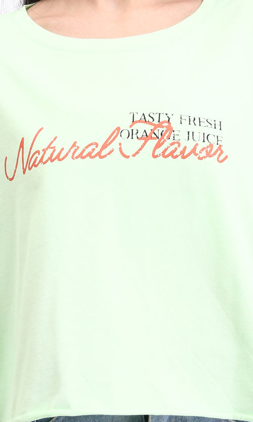 R209242 - Wide Neck Slip On Short Tee - Light Green