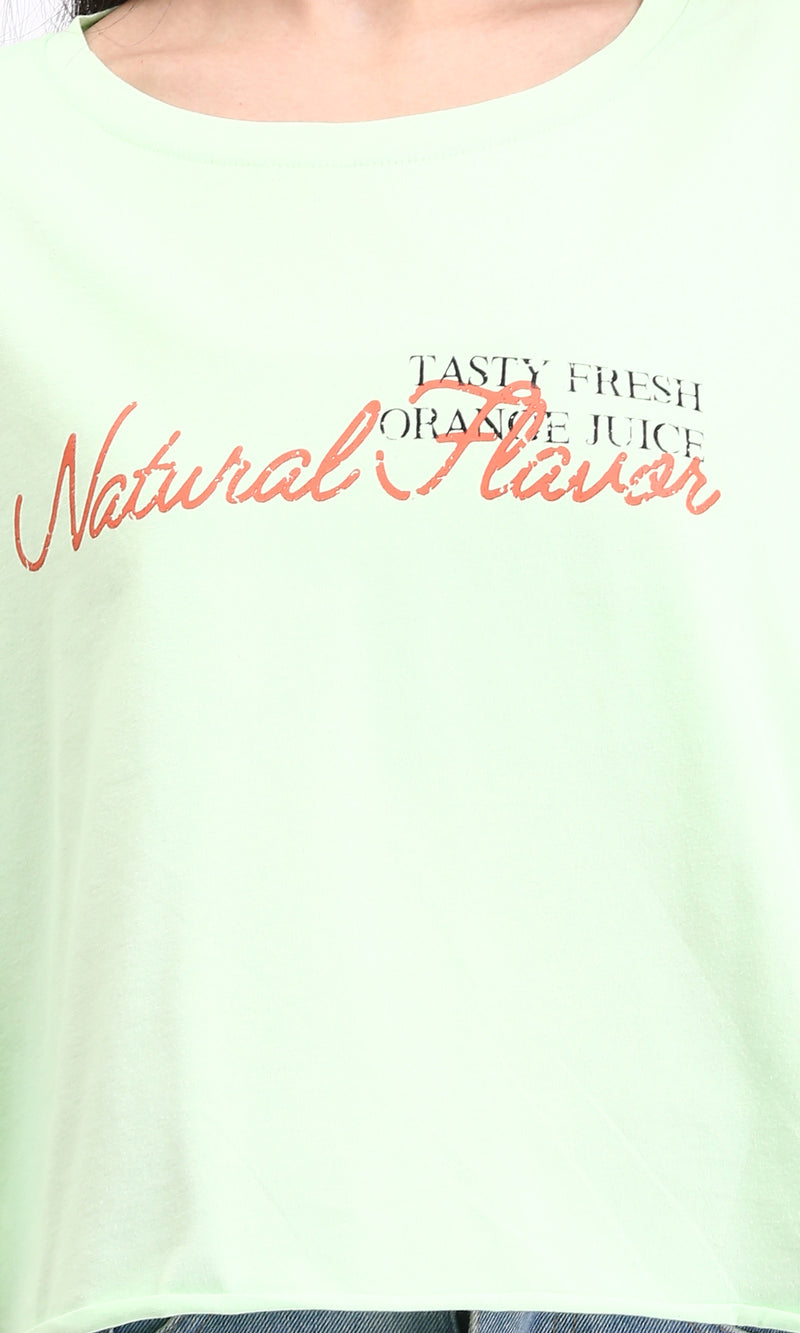 R209242 - Wide Neck Slip On Short Tee - Light Green