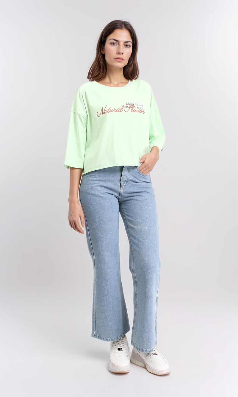 R209242 - Wide Neck Slip On Short Tee - Light Green
