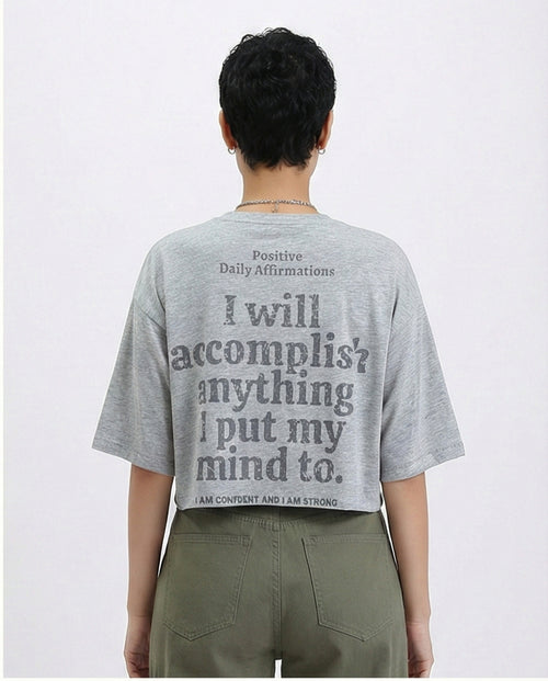 R209244 - Printed Relaxed Fit Cotton Tee - Heather Grey